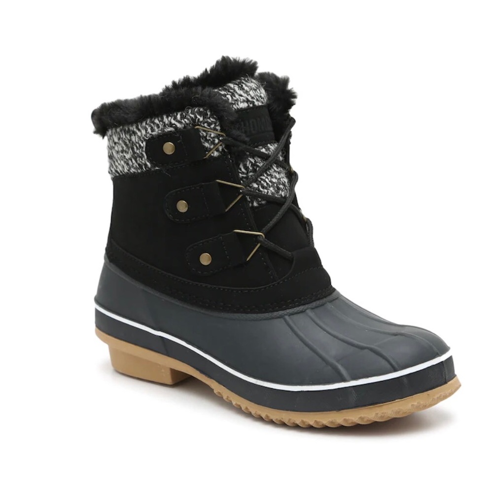 Khombu Black and Gray Winter Boots with Tan Sole